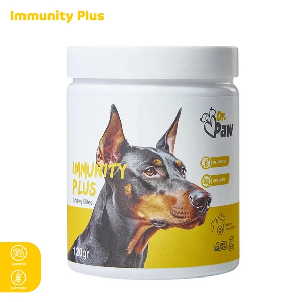 Immunity Plus: Köpekler İçin Glütensiz ve Şekersiz Bağışıklık Sistemi Destekleyici Çiğnenebilir Tablet (120 gr) ürün görseli 1