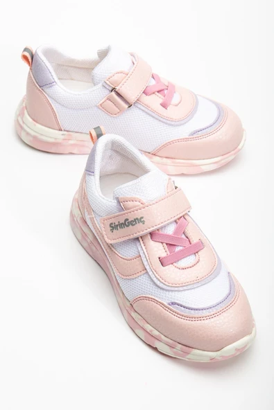 Şiringenç Ortopedik Kız Çocuk Spor Ayakkabı Pembe Cırtlı Anorak Malzeme ürün görseli 1