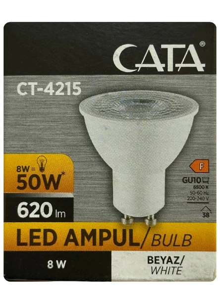 (1 Adet) Cata 8W (50W) 6500K (Beyaz Işık) GU10 Duylu Led Spot Ampul ürün görseli 1