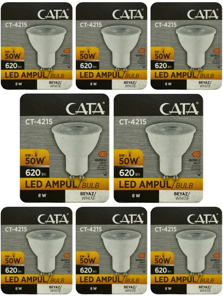 (8 Adet) Cata 8W (50W) 6500K (Beyaz Işık) GU10 Duylu Led Spot Ampul ürün görseli 1