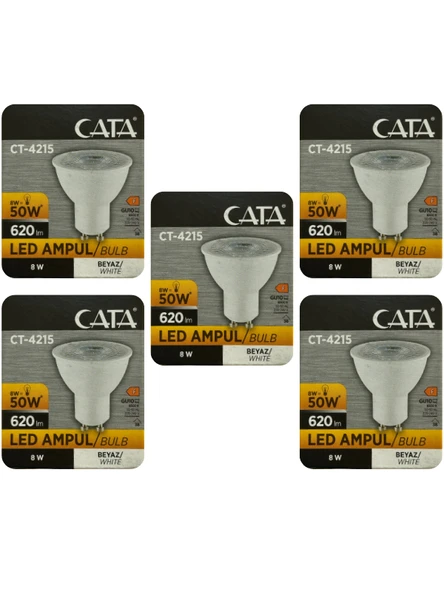 (5 Adet) Cata 8W (50W) 6500K (Beyaz Işık) GU10 Duylu Led Spot Ampul ürün görseli 1