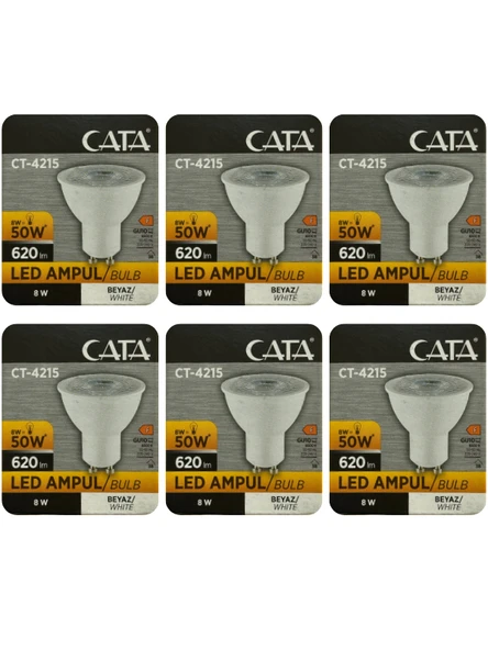 (6 Adet) Cata 8W (50W) 6500K (Beyaz Işık) GU10 Duylu Led Spot Ampul ürün görseli 1
