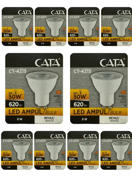 (10 Adet) Cata 8W (50W) 6500K (Beyaz Işık) GU10 Duylu Led Spot Ampul ürün görseli 1