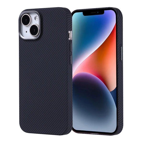 Apple iPhone 14 Kılıf M-safe Şarj Özellikli Karbon Fiber Görünümlü Zore Nekst Kapak ürün görseli 1