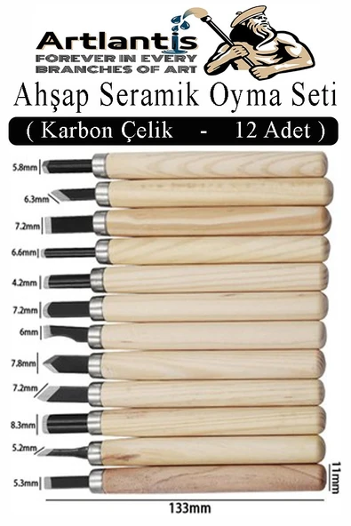 Ahşap Seramik Oyma Seti 12 li 1 Paket İskarpela Seti Paslanmaz Çelik Bıçaklı Ağaç Oyma Heykel Hobi Kretuar Gravür ürün görseli 1
