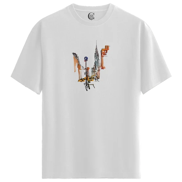 NYC Vibes - %100 Pamuklu Kadın Beyaz Tişört - Premium Quality ürün görseli 1
