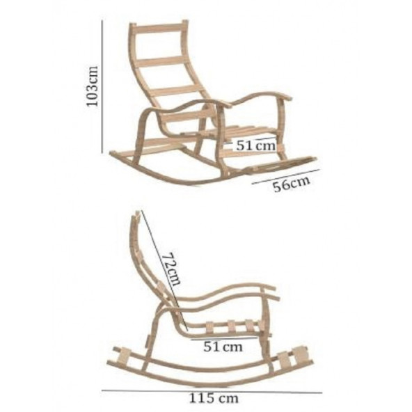 Mobildeco Sultan Ahşap Sallanan Sandalye Gri (Doğal) - Resim 3