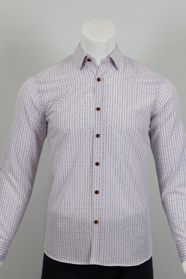 Uzun Kol Slim Fit Kareli Gömlek - Resim 5
