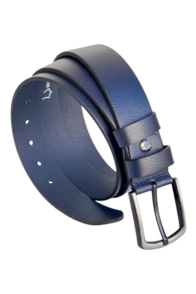 Lacivert Büyük Beden Hakiki Deri 4 cm. Tokalı Düz Model Erkek Kemer - 405-Battal ürün görseli 1