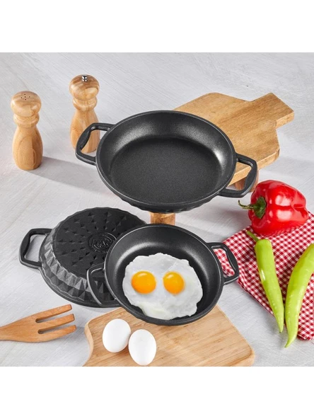 Taç Bella 3'lü Döküm Sahan Seti Siyah (18-20-22 cm ) TAC-8029 ürün görseli 1
