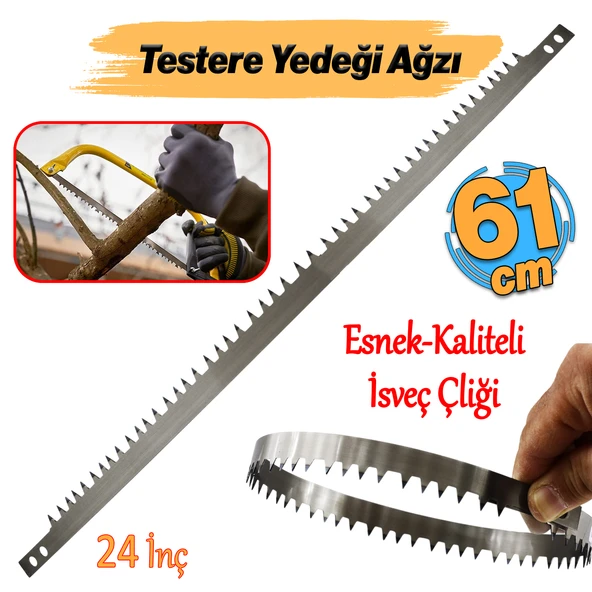 Kolastar Yaylı El Testere Ağzı Yedeği Bıçağı 1 Adet İsveç Kalitesi 24" İnç 610 mm (61cm) Çatal Diş ürün görseli 1