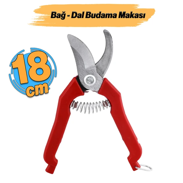 Bağ Makası Bahçe Bitki Çiçek Gül Ağaç Üzüm Filiz Çubuk Çıbık Dal Budama Kesme Bıçkı Makas 18 cm ürün görseli 1