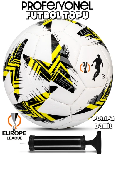 Telvesse Futbol Topu Europe Ligi Pompalı Set Dayanıklı Sert Zemin Halı Saha Futbol Topu Sarı 100 ürün görseli 1
