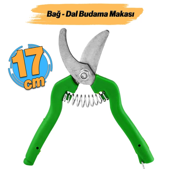 Bağ Makası Bahçe Bitki Çiçek Gül Ağaç Üzüm Filiz Çubuk Çıbık Dal Budama Kesme Bıçkı Makas 17 cm ürün görseli 1