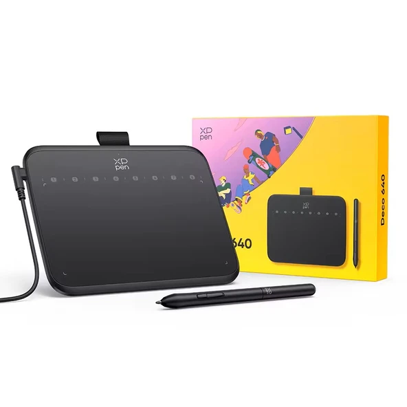 XP-Pen Deco 640 Grafik Tablet 16K 8 Tuş 60° Eğim OSU Android/Windows/Mac ürün görseli 1