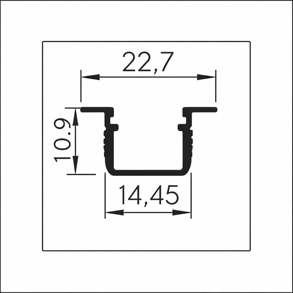 Sıva altı alüminyum LED profil kanal 11x14mm 2mt. aydınlatma dekoratif şerit kanalı armatür linear ışık kare kasa ürün görseli 1