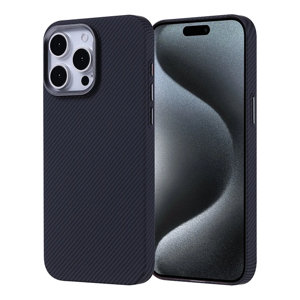 iPhone 15 Pro Max Kılıf Magsafe Şarj Özellikli Karbon Fiber Görünümlü Ultra İnce Premium Next Kapak ürün görseli 1