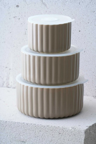 Acar KAL-07464/6 Blush 10/13/15 cm 3 lü Kapaklı Saklama Kabı - Gri ürün görseli 1