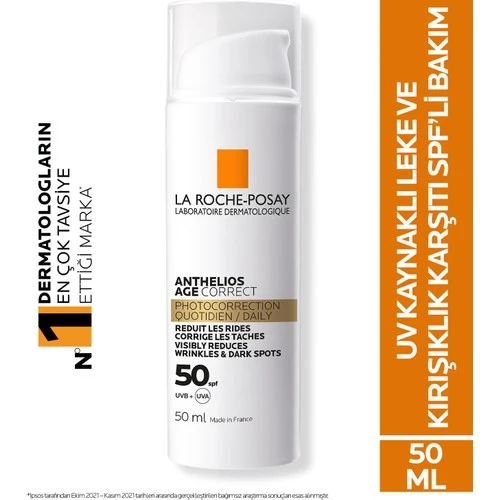 La Roche Posay Anthelios Age Correct SPF 50 Kırışıklık Karşıtı Güneş Kremi 50 ml ürün görseli 1