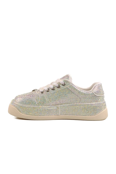 Beyaz Taş İşlemeli Kadın Sneaker - Resim 2