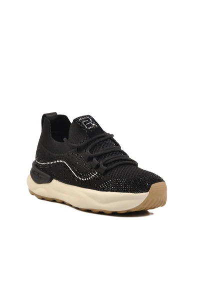 Siyah Triko Hafif Kadın Sneaker - Resim 3