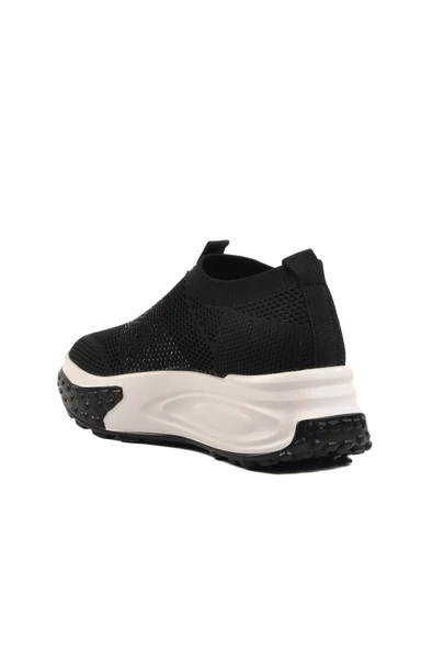 Siyah Triko Hafif Kadın Sneaker - Resim 4