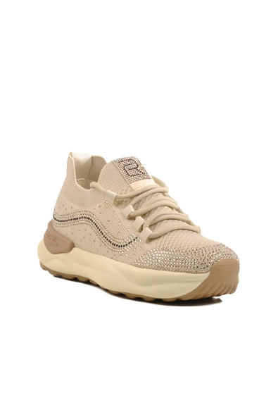 Bej Triko Hafif Kadın Sneaker - Resim 3