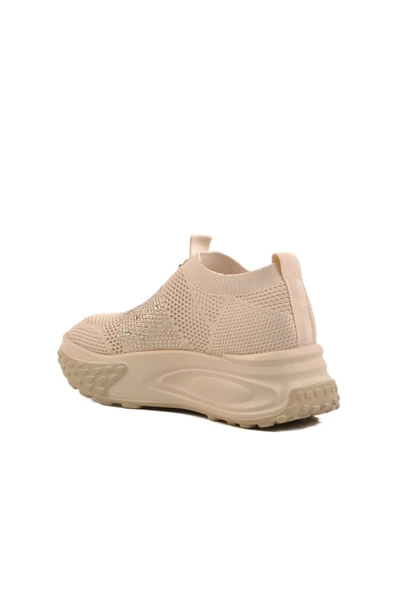 Bej Triko Hafif Kadın Sneaker - Resim 4
