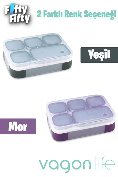 Vagonlife Lunch Box 1000 ML (Sızdırmaz,Karışmaz 5 Hazneli) Yeni Nesil Sefer Tası -FFLBOX40097 ürün görseli 1