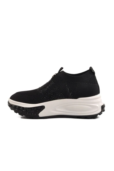 Siyah Triko Hafif Kadın Sneaker - Resim 2
