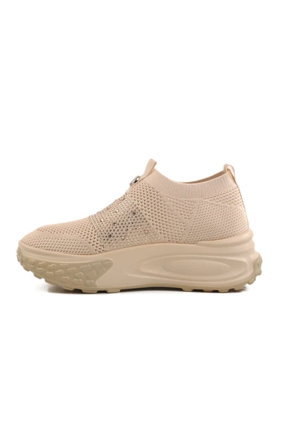 Bej Triko Hafif Kadın Sneaker - Resim 2