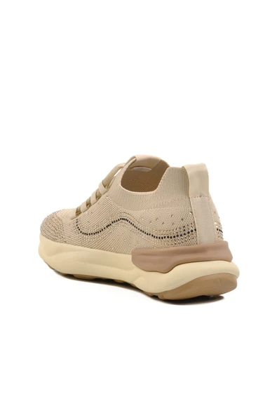 Bej Triko Hafif Kadın Sneaker - Resim 4