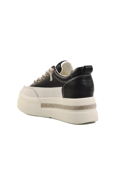 Siyah Yüksek Taban Kadın Sneaker - Resim 4