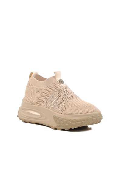 Bej Triko Hafif Kadın Sneaker - Resim 3
