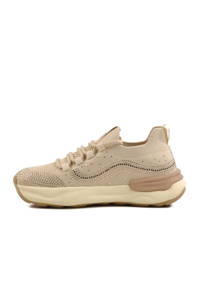 Bej Triko Hafif Kadın Sneaker - Resim 2