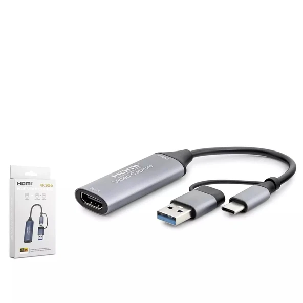 HADRON HDX7844 HDMI VIDEO CAPTURE TYPE-C+USB TO 4K 30HZ - TK-147 T.Bilgisayar Mlz ürün görseli 1