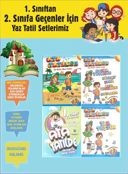 1.Sınıftan 2.Sınıfa Geçenler İçin Ata Tatilde Seti (4 Kitap) ürün görseli 1