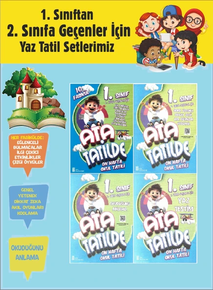 1.Sınıftan 2.Sınıfa Geçenler İçin Ata Tatilde Seti 2024 (4 Kitap) ürün görseli 1