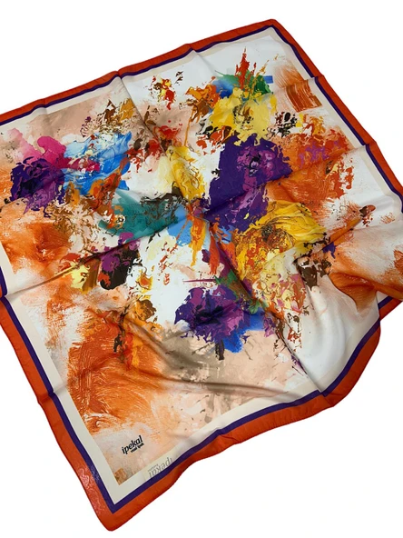 90 X 90 İpek Vual  İnce Eşarp - 04883 - Resim 7