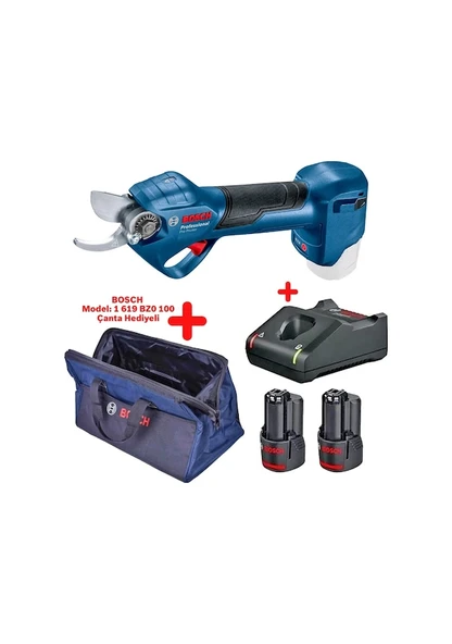 Bosch Pro Pruner Çift Akülü Dal Budama Makinesi + Bosch Taşıma Çantası ürün görseli 1