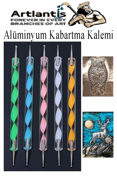 Alüminyum Kabartma Kalemi 5 li 1 Paket Aliminyum Folyo Kabartma Çift Uçlu Akrilik Saplı İzleme Noktalama Kalemi Gravür ürün görseli 1