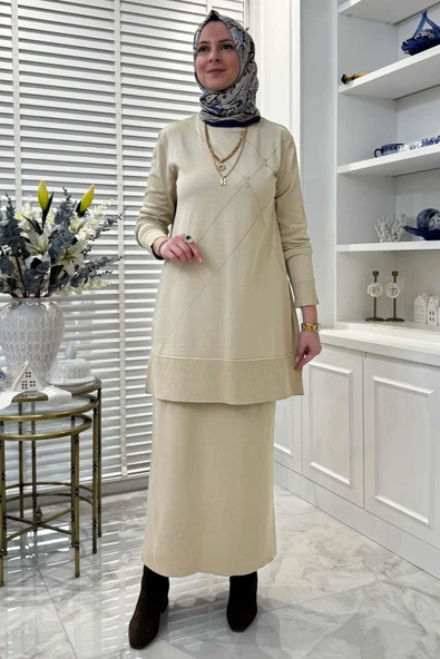 Gonca Taşlı Triko Tunik Taş - Resim 5