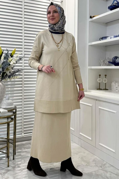 Gonca Taşlı Triko Tunik Taş - Resim 6