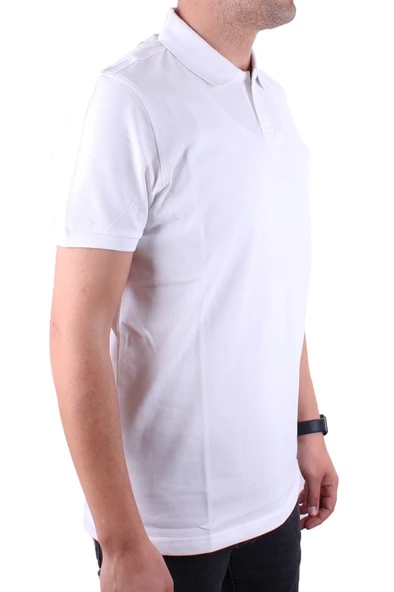 Dagoster DMG23-231319 Beyaz Günlük Yarım Patlı Pike Polo Yaka Erkek Tişört ürün görseli 1