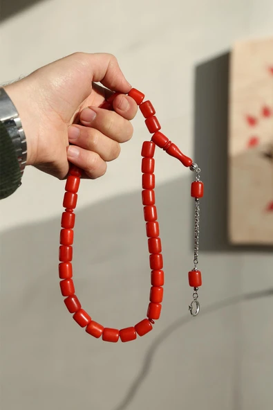 Büyük Boy İri Taneli Kesme Taneli Toz Kehribar Tesbih ürün görseli 1
