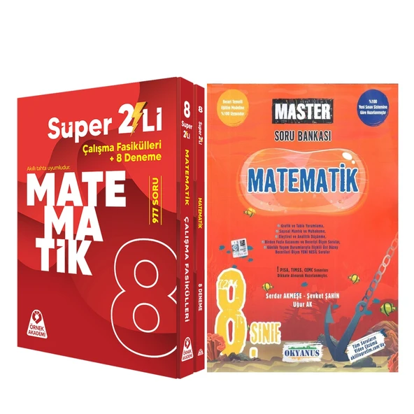 Örnek Akademi 8. Sınıf Süper İkili Matematik Seti ve Okyanus Master Soru Bankası Seti 2 Kitap ürün görseli 1