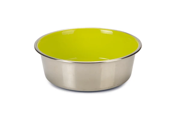 Beeztees Köpek Mama Su Kabı, Paslanmaz Çelik, İçi Sarı, 16cm, 940ml ürün görseli 1