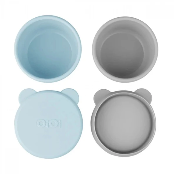 Oioi Silikon Kapaklı Mini Kase 2'li Mini Bites Mineral Blue / Powder Grey ürün görseli 1