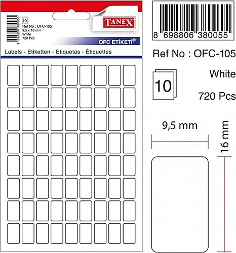 Tanex Etiket Ofc-111 Beyaz 19X23 Mm 10 lu - 2 paket ürün görseli 1
