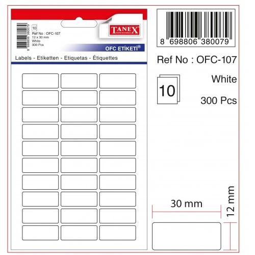 Tanex Etiket 10Lu Ofc-107 yapışkanlı - 2 adet ürün görseli 1